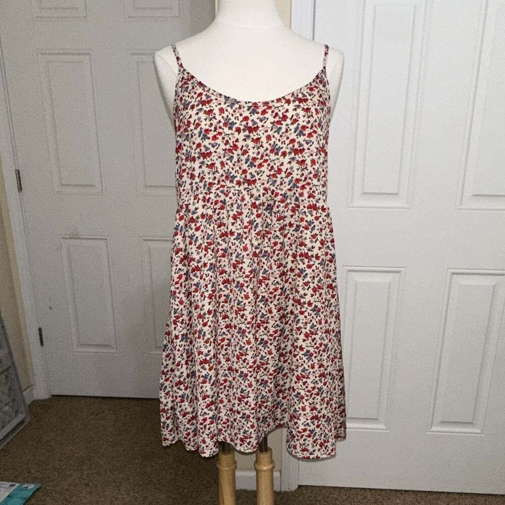 Magnolia Boutique Womens White Floral Scoop Neck Woven Sundress Lined M